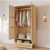 MURUL Armadio con asta, armadio a 2 porte, camera da letto, rete in rattan, soggiorno, con coperchio flip top inferiore, truciolare+rattan PE, natura