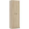 Dmora - Armadio multiuso 2 ante Portsmouth, Mobile ausiliario, Guardaroba porta scarpe moderno, Scarpiera verticale, 59x37h180 cm, Rovere