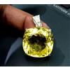 Naturale 130 KT Giallo Topazio Certificato Taglio Cushion 925 Argento Pendente