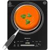 Daewoo - Piano cottura a induzione individuale, 2200 W con 6 preset di cottura, controlli touch LED digitali, timer 3 ore, funzione impulso, per utensili da cucina in acciaio e ferro