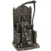 Veronese Design Scultura in resina di Santa Muerte seduto con falce e scala in resina, finitura bronzo anticato