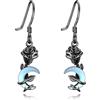 AINFQY Orecchini gotici da donna con rosa nera e fiore rubino a forma di cuore, orecchini goth gioielli regalo da donna, 1,11 x 0,27 Zoll, Argento sterling, Zirconia cubica Pietra di luna