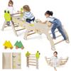 FANTASK Set di 3 telai da Arrampicata 7 in 1, per Interni, con Scivolo, Arco da Arrampicata, con rampa su Entrambi i Lati, Set di mattoncini e 2 Auto, Rana, Triangolo da Arrampicata in Legno, per