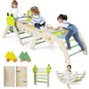 FANTASK Set di 3 telai da arrampicata 7 in 1, per interni, con scivolo, arco da arrampicata, con rampa su entrambi i lati, set di mattoncini e 2 auto, rana, triangolo da arrampicata in legno, per