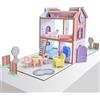 KidKraft Casa delle Bambole in Legno Play & Store Cottage con Accessori e Mobili, Set da Gioco a 3 Piani per Mini Bambole di 12 cm, Giocattolo per Bambini, 20510
