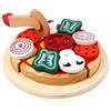 PLANÈTE BOIS - Piatto Pizza - FSC - 030245 - 4 parti - Multicolore - Legno - Gioco per Bambini - Giocattolo Durevole - Cucina - Gioco di Imitazione - Alimentazione - 19 cm x 19 cm