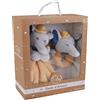 DODO D'AMOUR - Set di Peluche Quadrata e sonaglio - Elefante - 027191 - Senape - Polare - Nascita - Peluche - Bambino - Rassicurante - Morbido - Lavabile - 29 cm x 22 cm - A Partire dai 0 Mesi.