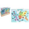 J.A.D.E - Tavola con Animali Magnetici - Gioco Educativo - Prime Riflessioni - 033525-30 Pezzi - Blu - Legno FSC - Gioco - Montessori - Mappamondo - Design Francese - A Partire da 3 Anni