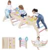 FANTASK Set di 3 telai da arrampicata 7 in 1 per interni, con scivolo, arco da arrampicata, con rampa bifacciale e set di mattoncini da costruzione, in legno per bambini a partire da 1 anno