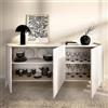 Dmora Credenza Grazzano 40x150x78h cm Bianco 2 Ripiani 3 Ante, Madia con Piedini
