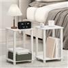 Furinno SIMPLISTIC Set di 2 Comodini, piccolo comodino a 2 livelli con ripiano aperto, comodino senza attrezzi, tavolino da salotto, tavolino laterale, per camera da letto, soggiorno, Bianco