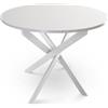 Shiito | Modello Bolton JC - Tavolo da pranzo rotondo | Legno di quercia con gambe incrociate - Tutto bianco | 90 x 75 cm