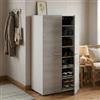 Dmora - Armadio multiuso 2 ante Norwalk, Armadio porta scarpe, Mobile basso con 6 ripiani, Scarpiera bassa moderna, 55x36h103 cm, Bianco e Cemento