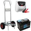 T.O. Set completo: carrello porta batteria Geotech + batteria 100 ah + caricabatteria Telwin Touring 18