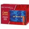Rimmel London Kit Regalo Donna Love Message, Pochette Medium Blue con Mascara Nero Scandaleyes Reloaded Volumizzante a Lunga Tenuta e Matita Occhi Soft Kajal Kohl