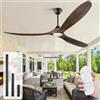 MSHENUED Ventilatore da soffitto da 178 cm con luce e telecomando, stile rustico moderno, 3 foglie in legno solido, motore DC ad alte prestazioni con basso livello di rumorosità, adatto per camera da letto