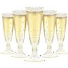 LATERN 50 Pezzi Flute da Champagne con Glitter Dorati, 150ml Bicchieri da Champagne in Plastica Bicchieri da Vino per Feste con Stelo Riutilizzabili per Feste di Anniversario Matrimonio Giardino