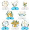 Geluode 8 decorazioni per battesimo prima comunione centrotavola a nido d'ape eucaristia dio benedica topper da tavolo battesimo croce colomba decorazione per baby shower battesimo festa forniture religiose