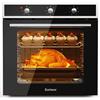 Karinear Forno Elettrico da Incasso 60L, Forni a Conventional + Convezione Ventilato a 6 Funzioni, 2200 W, 50-250°C, Inox Antimpronte, Spina, con Piastra, Griglia, Nero