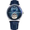TYBERLEY Pagani Design PD1796 Orologio automatico da uomo, cinturino in pelle, impermeabile, con cristallo zaffiro, alla moda, con tourbillon, orologio meccanico, Blu, Classico