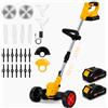XOQUAI Decespugliatore a Batteria 1800W Decespugliatore Elettrico Pieghevole,3000 mAh Batterie,5 Lame, Diametro di Taglio 15 cm,Manico Estensibile e Testa Regolabile, per Prato e Erbacce