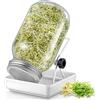 ecooe Sprossen - Set di 1 vasetto per germogli in vetro con 1 ciotola per acqua, 1 copertura a griglia filtrante in acciaio inox 304 e 1 supporto