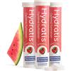 HYDRATIS Elettroliti in Compresse Effervescenti | Idratazione Rapida e Sport | Gusto Anguria | Con Magnesio e Potassio | 3 Tubi (60 Compresse)
