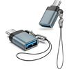 FoBrown Adattatore USB C a USB A 3.0 OTG (Set di 2), adattatore USB C maschio a USB femmina OTG per iPhone 17 Pro Max Air 16 Plus 15, Samsung Galaxy S25 S24 S23 A16 A17 5G A35 A36 A56, telefoni di tipo C