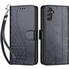 SIENIANLINE Cover per Samsung Galaxy A54 5G custodia portafoglio Nero | 3 scomparti carte, 1 tasca banconote, Chiusura magnetica, Supporto, Pelle PU flip cover per Samsung A54 5G