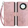 SIENIANLINE Cover per Honor X9A 5G custodia portafoglio Oro Rosa | 3 scomparti carte, 1 tasca banconote, Chiusura magnetica, Supporto, Pelle PU flip cover per Honor Magic5 Lite