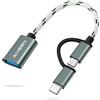 AIYEEN 2-in-1 Adattatore da USB C/Micro a USB, da USB C a USB 3.0, cavo Adattatore da USB ad Android OTG Compatibile con MacBook Pro Android Google Samsung e altro, Grigio Torsione