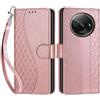 SIENIANLINE Cover per Xiaomi Redmi A3 / A3x custodia portafoglio Cubo - Oro Rosa | 3 scomparti carte, 1 tasca banconote, Chiusura magnetica, Supporto, Pelle PU flip cover per Redmi A3 / A3x