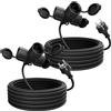 greate 2x Prolunga elettrica da 10 metri con 3 prese - Spina elettrica impermeabile IP44 per estern - Presa shuko 3500W - Prolunghe elettriche, cavo prolunga elettrica, prolunga 16A