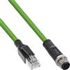 InLine Cavo di rete industriale, M12 4 pin codificato D maschio a RJ45, Ethernet Cat. 5e M12 4 poli, PUR, 3 m, 40403