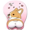 Tidoopu Mouse Pad con supporto per il polso in gel ergonomico 3D Mouse Pad Anime Corgi Dog Mouse Tappetino per PC portatili (rosa)