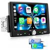 CAMECHO Autoradio 1 Din Carplay Android per auto Radio Bluetooth, schermo da 7 Pollici TN touchscreen HD 1024 * 600 con controllo del volante di collegamento a specchio + connettori USB di tipo C