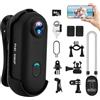 Strixorn Action Cam, fotocamera impermeabile, 64 GB, mini bodycam per bicicletta, dash cam, WiFi, videocamera per il corpo, per casco e moto, fotocamera sportiva con magnete e morsetto a 360°, per