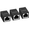 AXFEE 3 Pezzi Accoppiatore di Rete RJ45, Connettori Ethernet, Nero