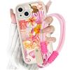 Yoedge Cover con Cordino Orologi per iPhone 15 Fiori Estivi, Morbido Silicone Custodia con Aesthetic Disegni, Antiurto Case con Tracolla Collana per catena iPhone15 6,1,Conchiglie Frutti
