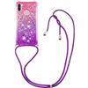 HongMan Custodia per Samsung Galaxy A11 / M11 con Cordino, Glitter Bling Liquido Cover Sparkly TPU Silicone Protettivo Morbido Brillantini Quicksand Cellulare Custodie con Cordoncino Case