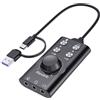 VRTYVEYBB Scheda audio esterna USB/USB-C con surround virtuale 7.1, controllo del volume e adattatore audio da 3,5 mm, per cuffie PC, laptop, desktop, cavo da 200 cm