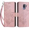 SIENIANLINE Cover per Samsung Galaxy S9 Plus PU Pelle Custodia Flip Oro Rosa