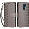 SIENIANLINE Cover per Xiaomi Redmi Note 8 Pro custodia portafoglio Grigio | 3 scomparti carte, 1 tasca banconote, Chiusura magnetica, Supporto, Pelle PU flip cover per Redmi Note 8 Pro