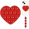 lasuroa Forma Cuore Ventosa per Telefono Entrambi i Lati, Supporto per Telefono a Ventosa Silicone Multiuso Custodia per Telefono Dolce Impugnatura Adesiva per Telefono per Dispositivi Mobili (Rosso)