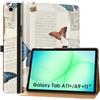 MoKo Cover per Samsung Galaxy Tab A11+ Plus 11 Pollici 2025/ A9+ Plus 2023, Multi-Angolo Custodia per Galaxy Tab A11+/ A9+ con Cinghia a Mano, Tasca, Auto Sveglia/Sonno, Farfalla Vintage