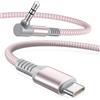 Elebase per iPhone 17 16 Cavo Aux USB C 1.8M,Tipo C a Jack 3,5MM 90 gradi | Adattatore Audio USB C Aux Angolo Retto per Auto iPhone 16 15 Pro Max Plus, Samsung Galaxy M56 M36 M33 M32,A56 A55 A54 A36