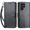 SIENIANLINE Cover per Samsung Galaxy S24 Ultra PU Pelle Custodia Flip Nero