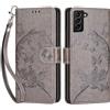 SIENIANLINE Cover per Samsung Galaxy S22 Plus custodia portafoglio Farfalla Grigio | 3 scomparti carte, 1 tasca banconote, Chiusura magnetica, Supporto, Pelle PU flip cover per Samsung S22 Plus
