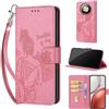 SIENIANLINE Cover per Honor Magic8 Lite / X9d custodia portafoglio Rosa | 3 scomparti carte, 1 tasca banconote, Chiusura magnetica, Supporto, Pelle PU flip cover per Honor X70 / X9d