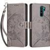 SIENIANLINE Cover per Xiaomi Redmi Note 8 Pro custodia portafoglio Farfalla Grigio | 3 scomparti carte, 1 tasca banconote, Chiusura magnetica, Supporto, Pelle PU flip cover per Redmi Note 8 Pro